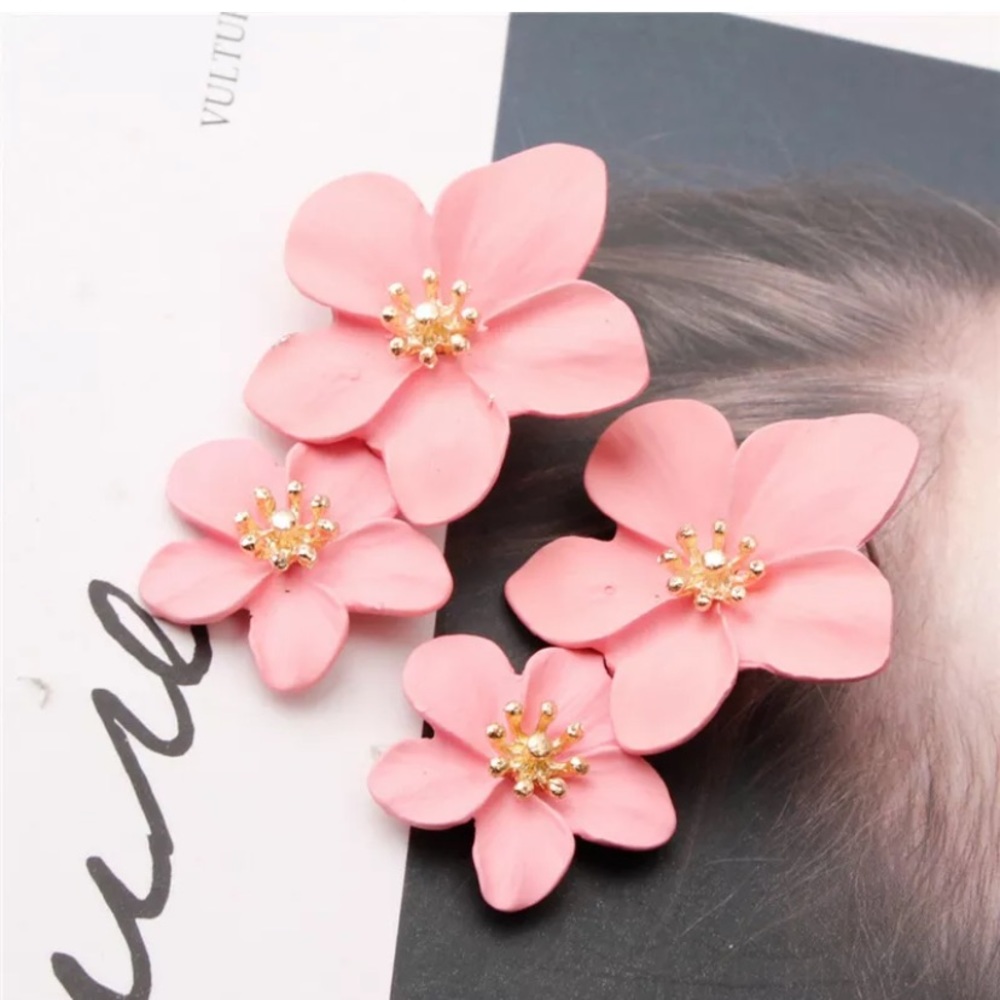 FlowerBoho Statement Big Alloy Dangle DropEarrings - Picture 1 of 2